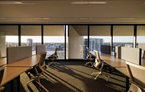 level 14 qv1 fitted office space with Kings Park views workstations
